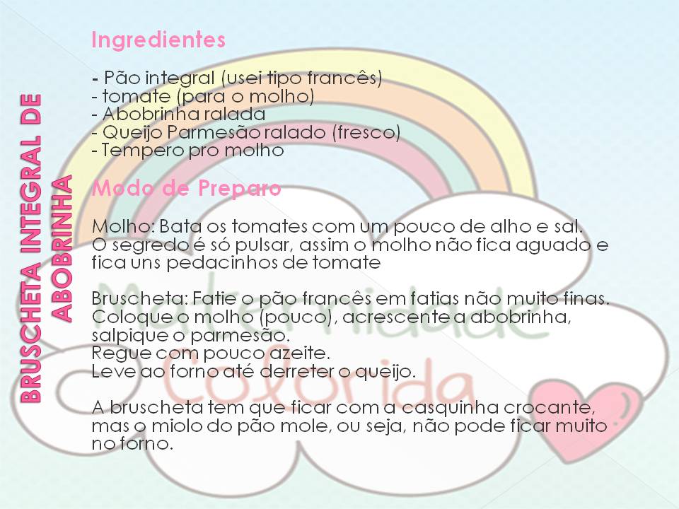 Bruschetta Integral de Abobrinha