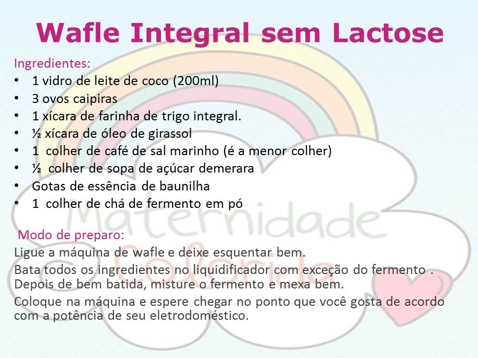 receita de wafle integral sem lactose
