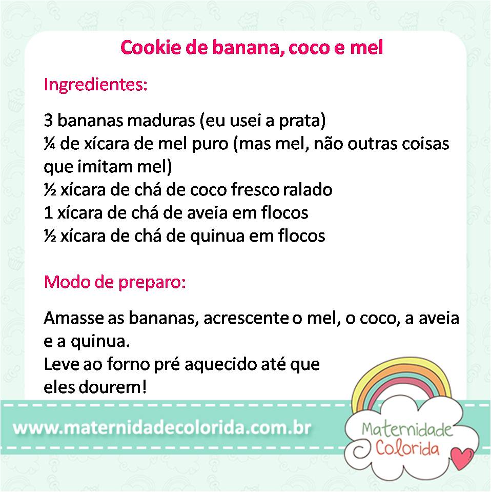 receita de cookie de banana coco e mel